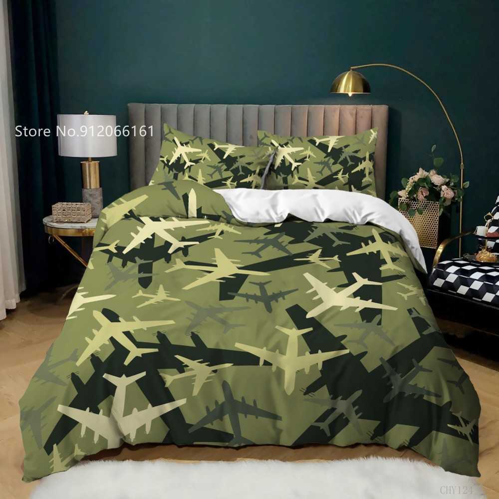 Set di biancheria da letto Set di biancheria da letto aeroplano dei cartoni animati Stampa 3D Tessili la casa colorati Set copripiumino trapuntato Biancheria da letto singola Queen King senza lenzuola Arredamento