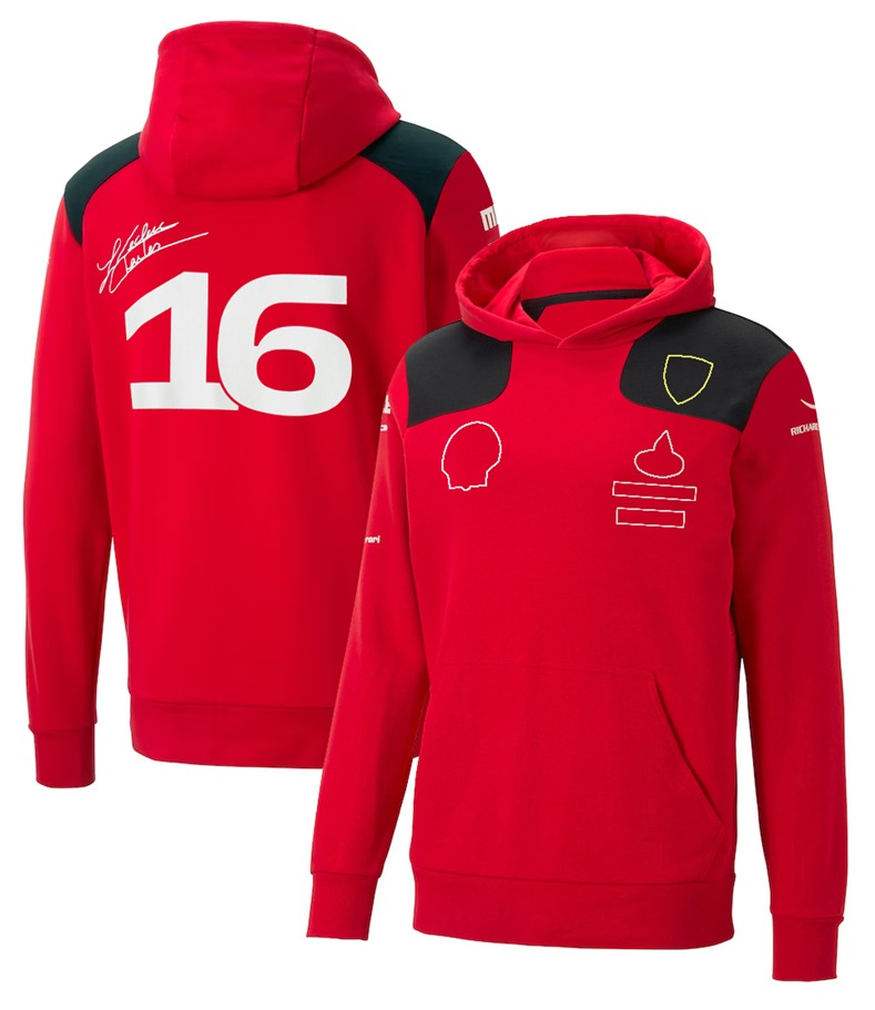 Terno de corrida F1 2023 novo suéter vermelho com capuz masculino outono e inverno terno de equipe