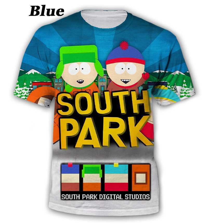 T-shirty męskie animacja S-South Park 3D T-shirt/topy/koszulki graficzne/koszulka Casual wiosna lato jesień 8 kolorów XS-5XL T230217