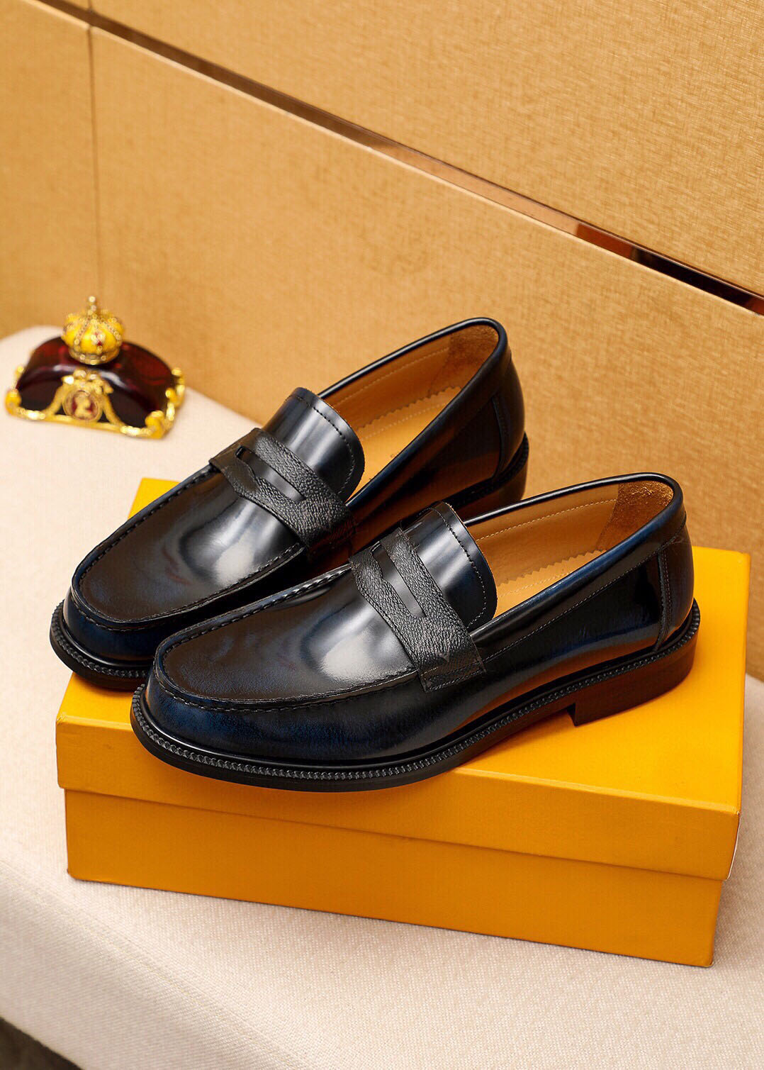 2023 Mens Dress Shoes Fashion Genuine Leather Loafers Brand Designer Casual Slip On Flats Men Office Formal Party Wedding Oxfords Size 38-45