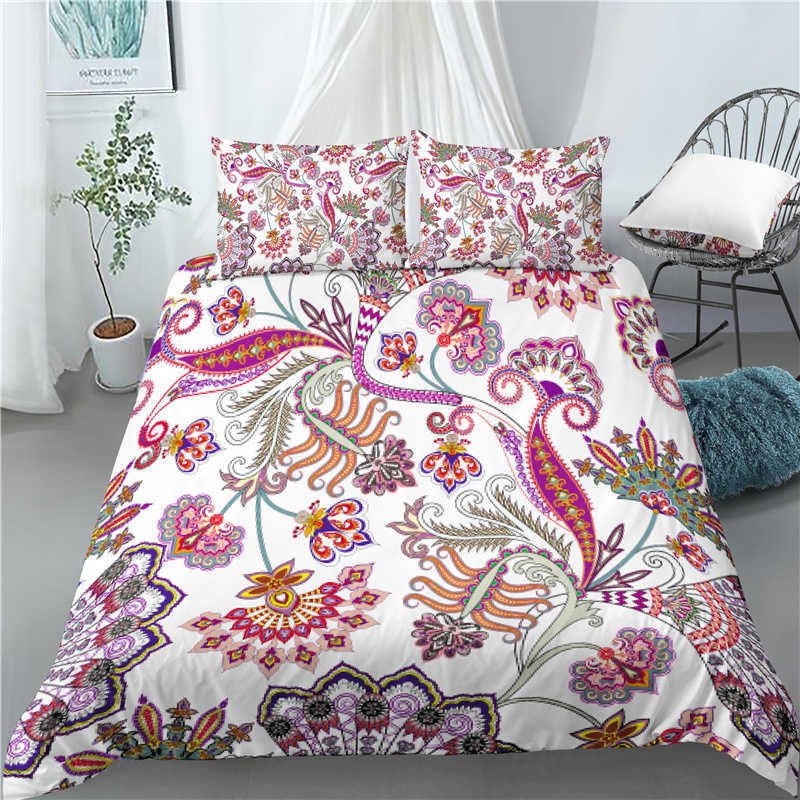 Juegos de cama Home Living Luxury 3D Golden Paisley Print 2/3 Uds. Funda nórdica suave, juegos de cama para niños, tamaño Queen y King EU/US/AU