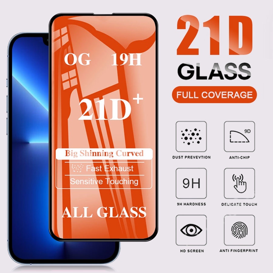 21D Screen Protector Tempered Glass for IPhone 14 13 12 11 Pro Max X XR XS Max 12Pro