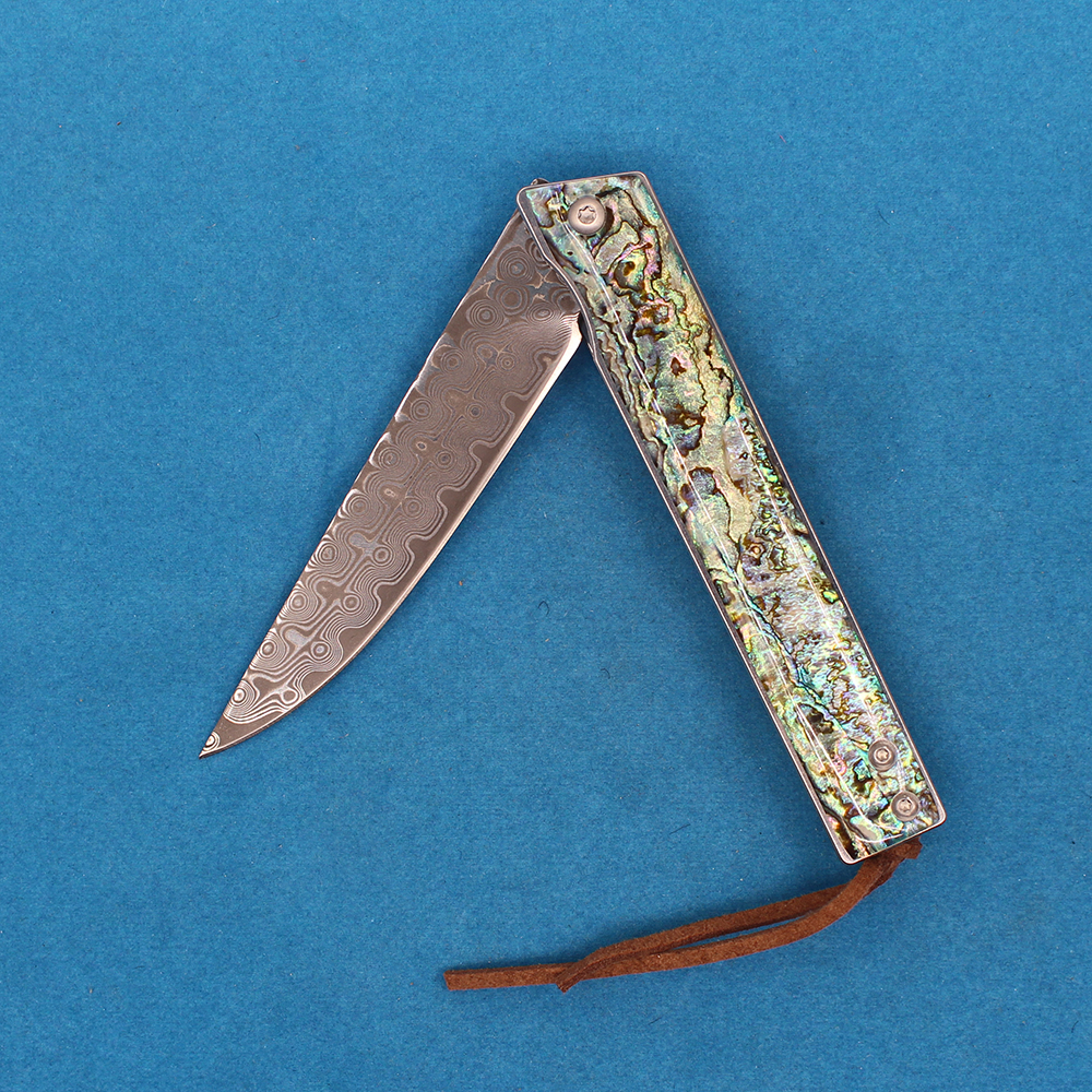 R2317 Карманный складной нож 76 слои VG10 Damascus Steel Blade Blue Abalone Grown Grenge Harding Flipper Fast Open Ножи с нейлоновым пакетом 20615