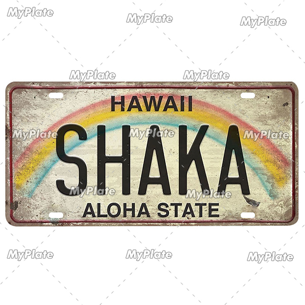 Old Hawaii Licenses Plate Metal Sign Vintage Plaque Personlig registreringsskylt tennskylt man grotta dekoration rese metall målning affisch hem konst dekor 30x15 cm w01