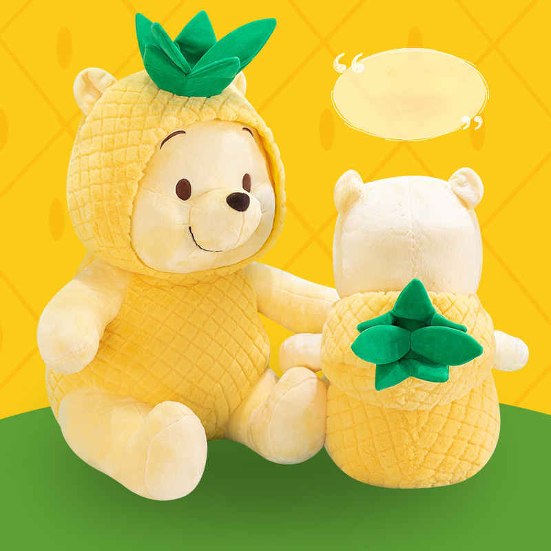 New Influencer Pineapple Puff Pooh Peluche de juguete 30 CM Sombrero extraíble Teddy Bear Dolls El mejor regalo para niños LT0017