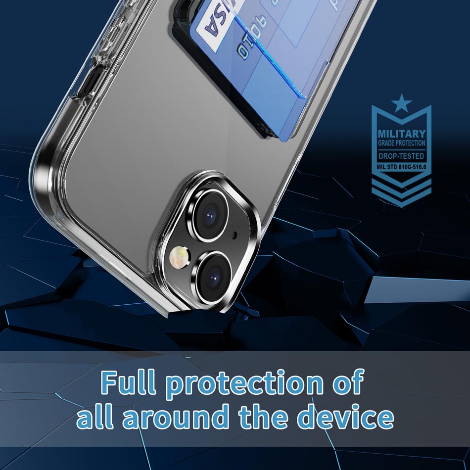 Luxo transparente slot para cartão titular carteira caso para iphone 15 14 13 pro max xs à prova de choque capa acrílica clara para samsung s22 ultra plus