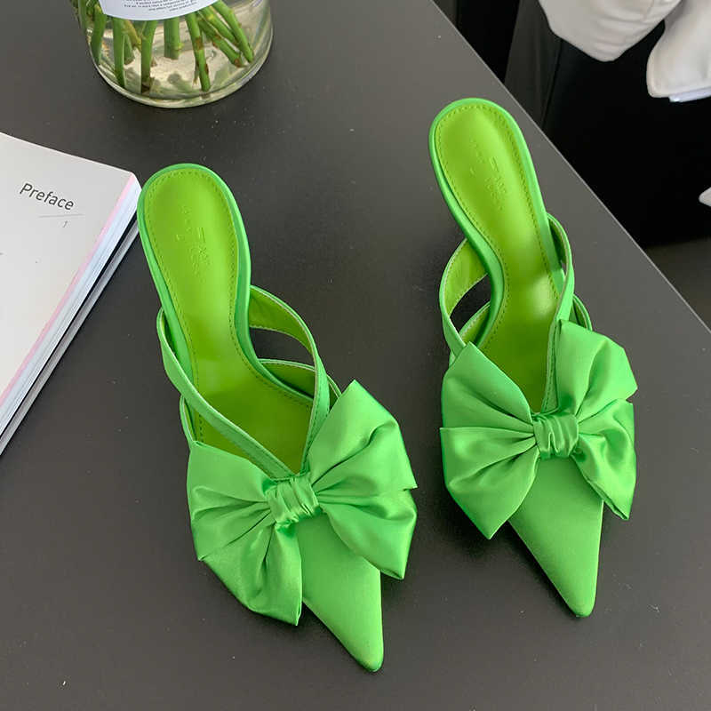 Dress Shoes Women Pumps Pointed Toe Female Shoes Butterfly-Knot Thin High Heels 2023 New In Fashion Outside Ladies Sandals Slides Footwear L230216