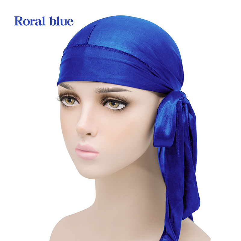 Haaraccessoires Silky Durags lange staart piraat hoeden bandana satijn elastische tulband pruiken hoofd wrap cap outdoor fietsen hoed mannen schedel petten hoofddeksel hoofdband