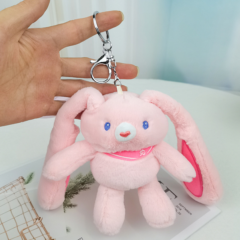 cute rabbit Plush pendant keychain hair ball super bag cartoon car ornament Bag pendants Kid gifts D01
