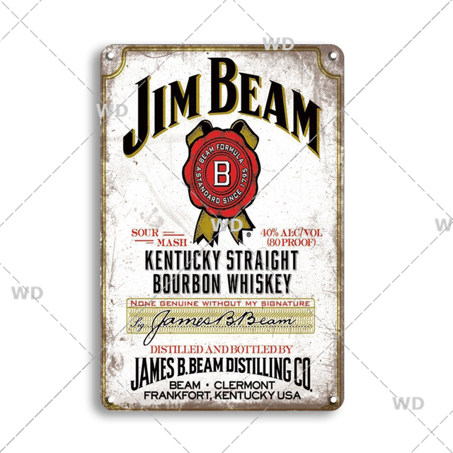 Retro Vintage Metallkunst Malerei Plakette Bulmers Jim Beam Metallschild Metallplatte Blechschilder für Bar Club Man Cave Pub Wand personalisiertes Dekor Größe 30X20CM w02