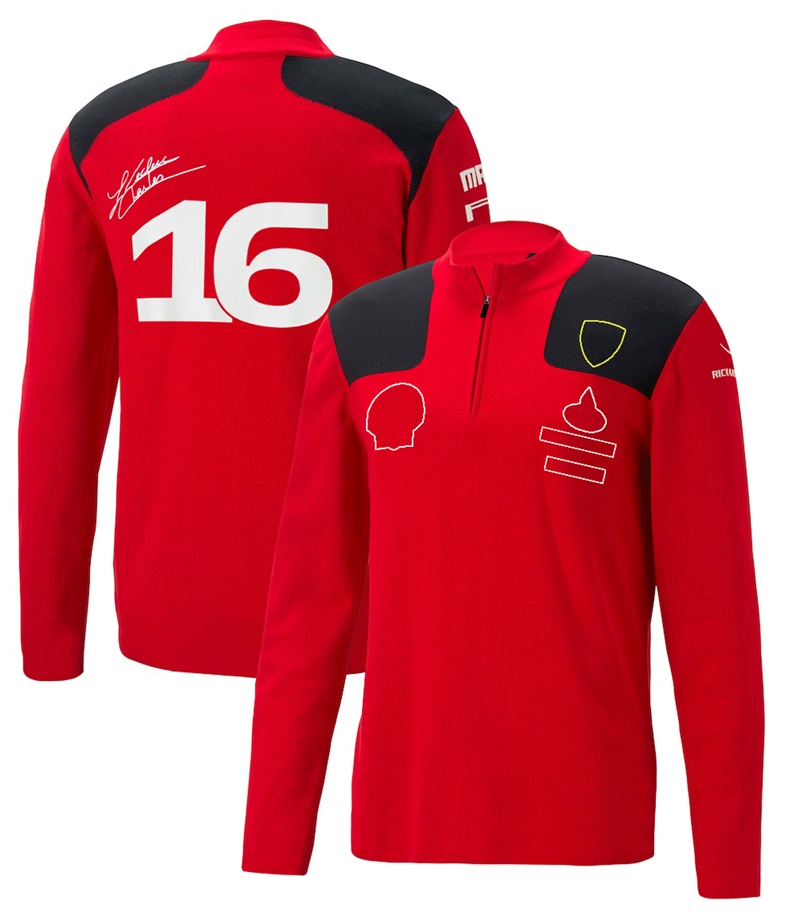 Terno de corrida F1 2023 novo suéter vermelho com capuz masculino outono e inverno terno de equipe