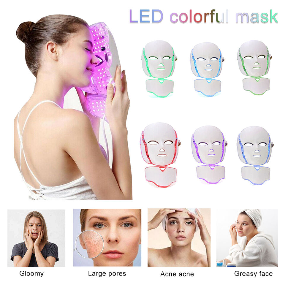 Sk￶nhetsartiklar Portabla 7 f￤rger PDT LED -ljusterapi Mikrostr￶m Electronic Facial PDT Mask Wrinkle Removal Skin Rejuvenation