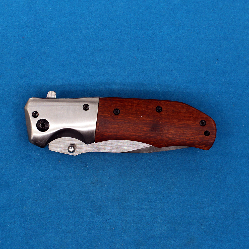 Promozione MDA51 Coltello pieghevole Flipper assistito 440C Lama a punto di caduta in raso Manico in legno Campeggio esterno Escursionismo Sopravvivenza Coltelli tattici