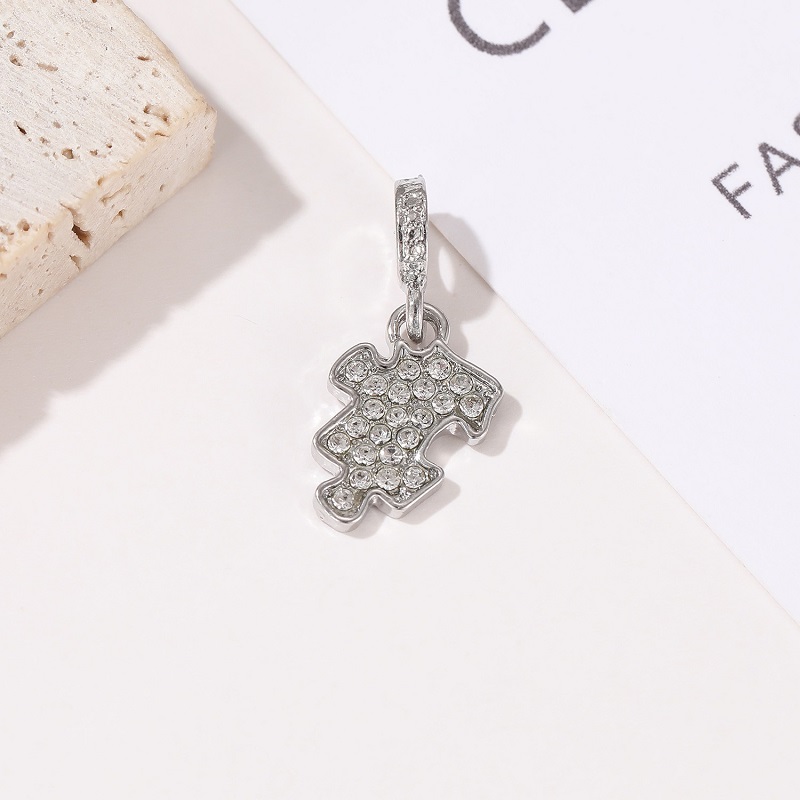Fits Pandora Original Bracelets Silver Charms Beads Jigsaw Puzzle Crystal Silver Charms Bead For Women Diy European Necklace Jewelry