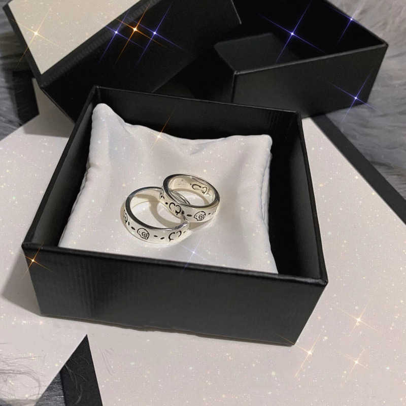 Blind for Love 925 Silver Ghost -Serie Elf Paar Ring Einfache Mode Weihnachtsgeschenke242y