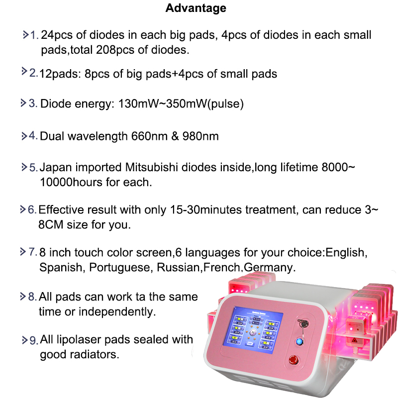 Machine de lipolaser de fonte de graisse de laser de Lipo à vendre corps formant des machines de liposuccion de diode de perte de poids de laserlipo double