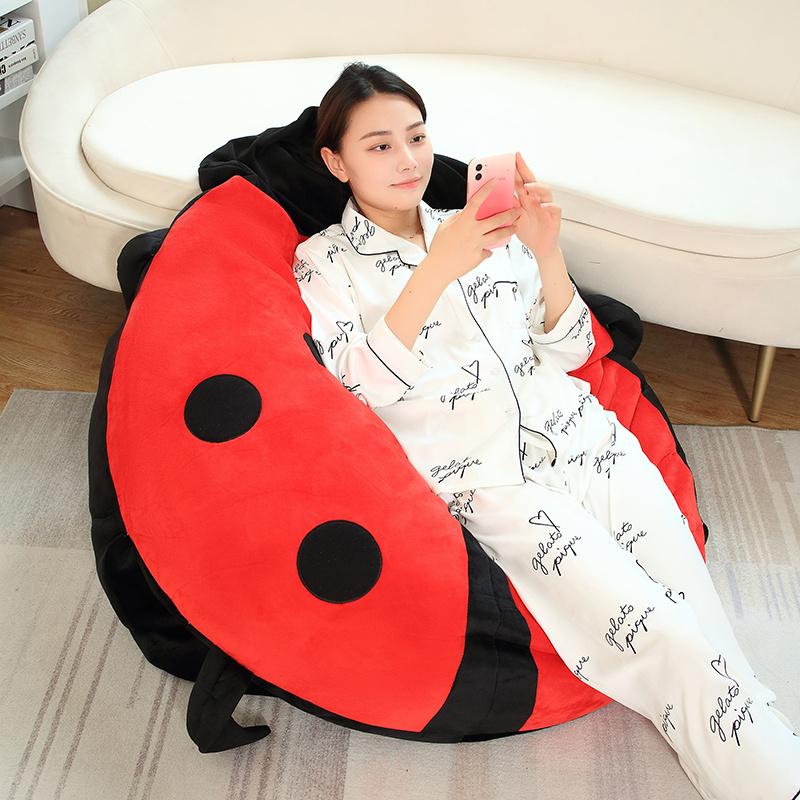 Interesting Wearable Ladybug Shell Funny Party Cosplay Plush Toy Doll Stuffed Soft Sleeping Pillow Bed Cushion Game Gift DY10148