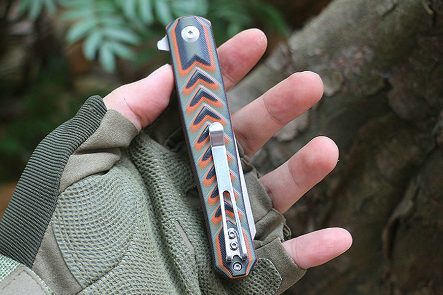 M6696 Flipper Couteau Pliant 8Cr13Mov Satin Lame CNC G10 Poignée Roulement À Billes Ouverture Rapide EDC Poche Dossier Couteaux 06696