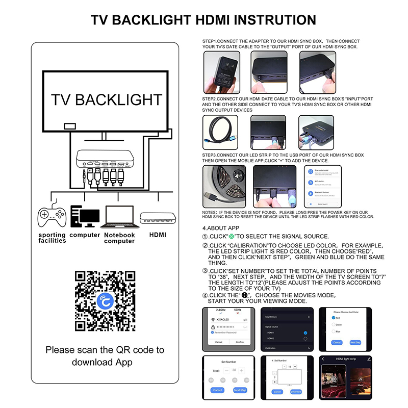 RGB LED Strip Işık Akıllı Ortam TV Işık Kiti HDMI SYNC LED BONTLIGHT WiFi Alexa Google Kontrol LED Işık Şeridi HDMI TV Kutusu
