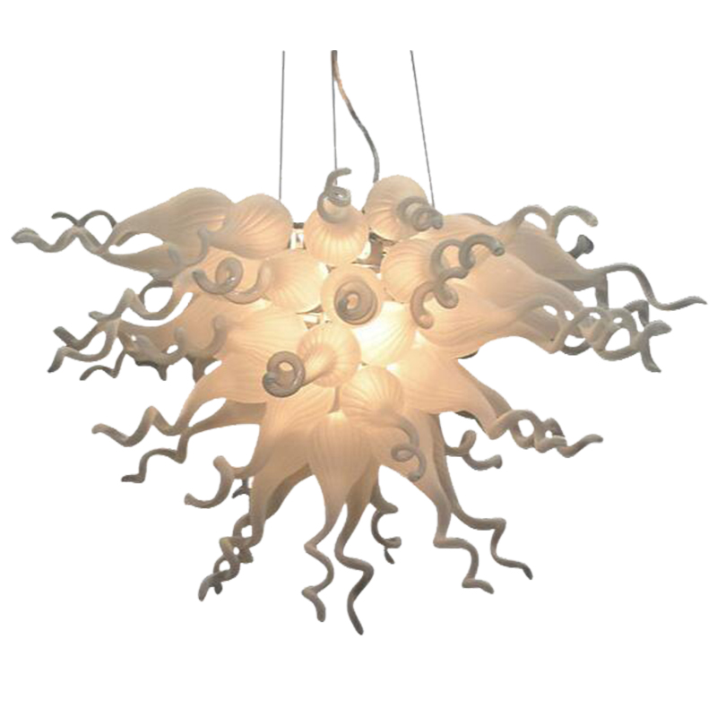 Suspension Italien hängslampor Vit färg 28 med 20 tum lyxig konsthandblåst glas ljuskrona belysningstak dekorativ