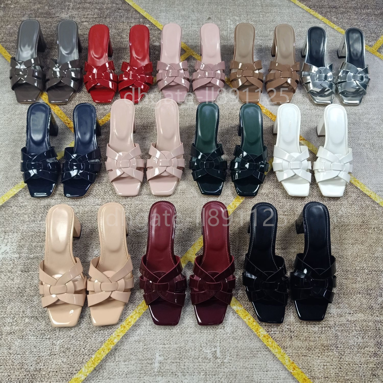 New Designer chunky heels Women's leather slippers summer sandals women's knitted open toe high heels Sandals Casual Slippers 35-42 y885462