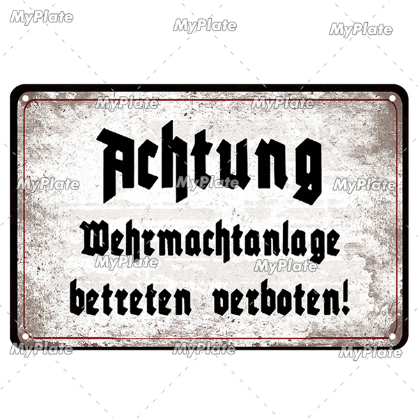 Vintage Achtung Halt War Metal Signs Berlin Tin Sign Plack Varning Varning Metallplatta Väggdekor för Pub Club Man Cave Plate Bar Outdoor Decoration 30x20cm W01
