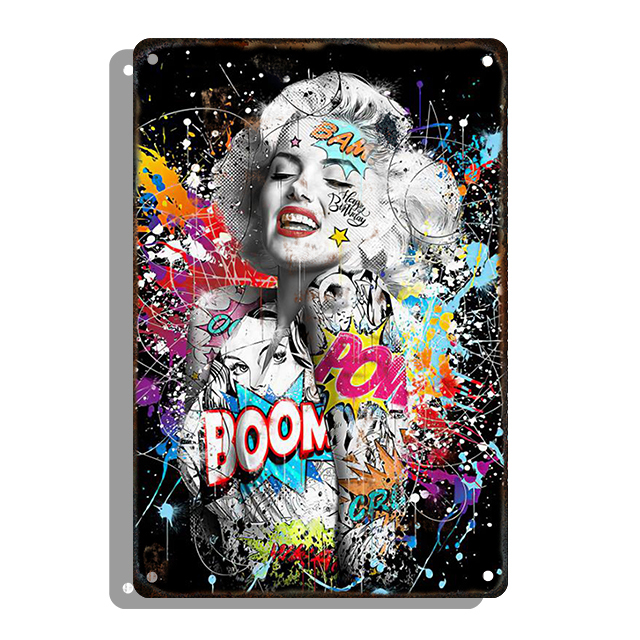 Pintura de graffiti Placa decorativa Estilo abstrato estilista Tin Metal Sign Girl With Balloon Decorative Billboard Art Board Home Personalizado Decorsize 30x20cm W02