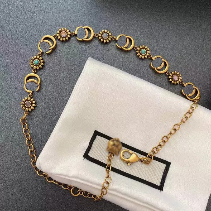 18K Gold Brass Copper Designer Colares Chaker Chaker Chain G-Letter Pingents Fashion Womens Colar Jóias de Casamento Acessórios