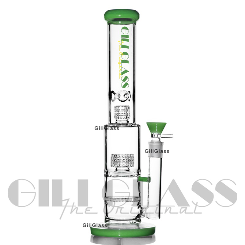 Honeycomb Bongs Bong de vidrio 3 capas Perc Tubería de agua Percolador de matriz doble Tubos de vidrio Plataformas petroleras Hady Con colector de cenizas Cuarzo Banger