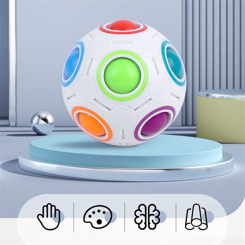 Wholesale Children Cube 12 Holes Decompressed Intelligence Press Fun Magic Rainbow Ball Adults Puzzle Decompression Pressing Toys