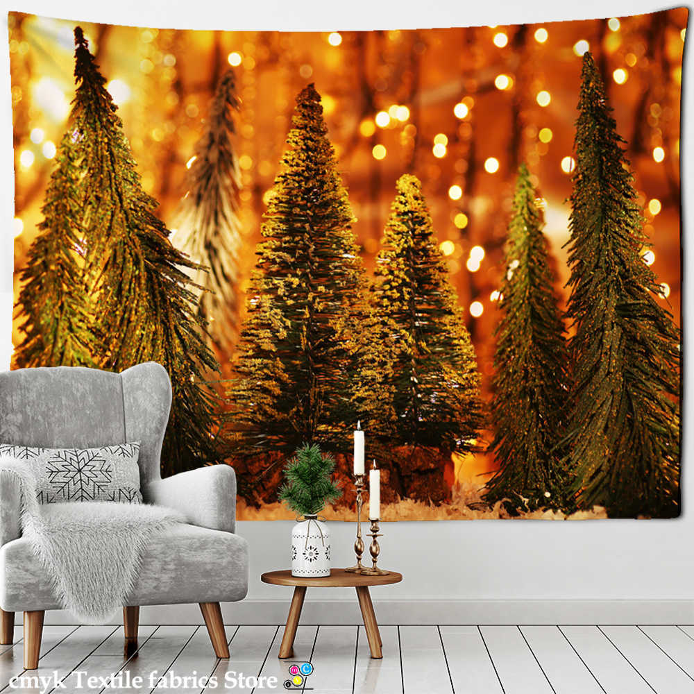 Tapisseries Dessin animé Arbre de Noël Tapisserie Tenture Murale Nouvel An Petit Cadeau Sorcellerie Style Bohème Psychédélique Chambre Décor À La Maison