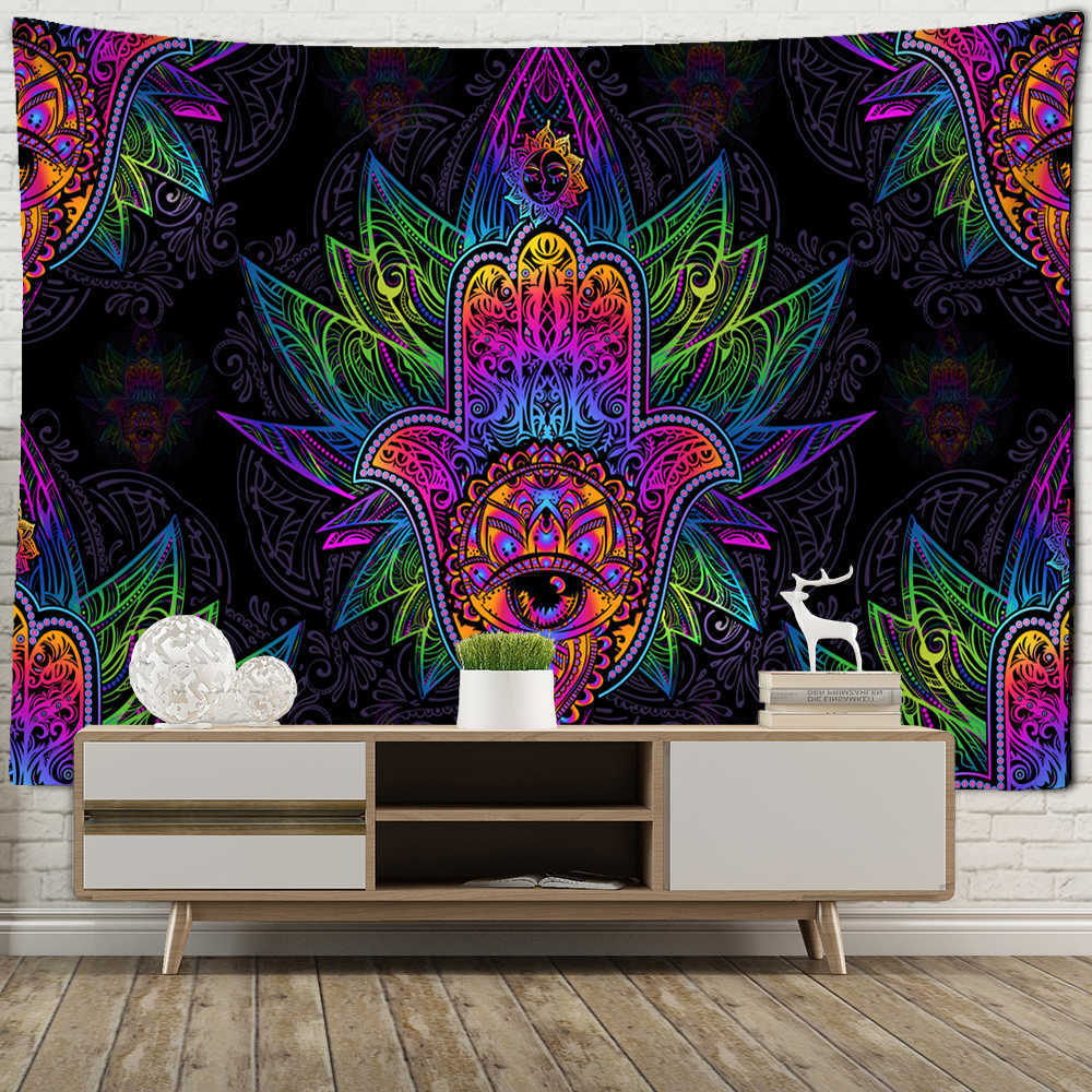 Tapissries Sun Print Tapestry Wall Hanging Family Bedroom dekorerad med mystisk Bohemian Tarot Magic Indian Witchcraft Wallpaper