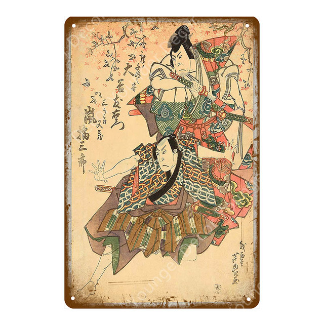Affiche de voyage japonaise Ukiyoe en métal, signes en étain, Style ancien, peinture murale, décoration de maison, bar, salle, Vintage, support Fuji, plaque métallique, taille 30x20cm w01