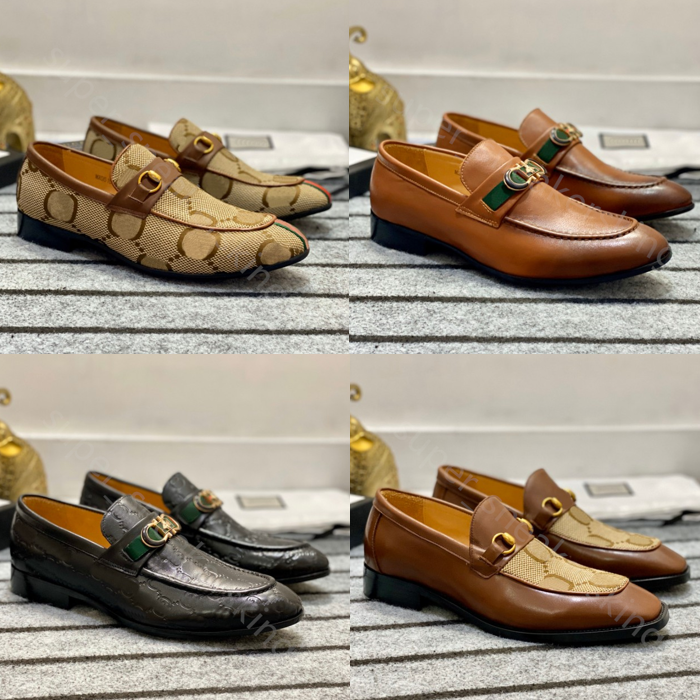 Toppdesigner loafers män klär skor 100% cowhide Classic Mules Flat Mens Buckle Leather Men Casual Shoe Storlek 38-45