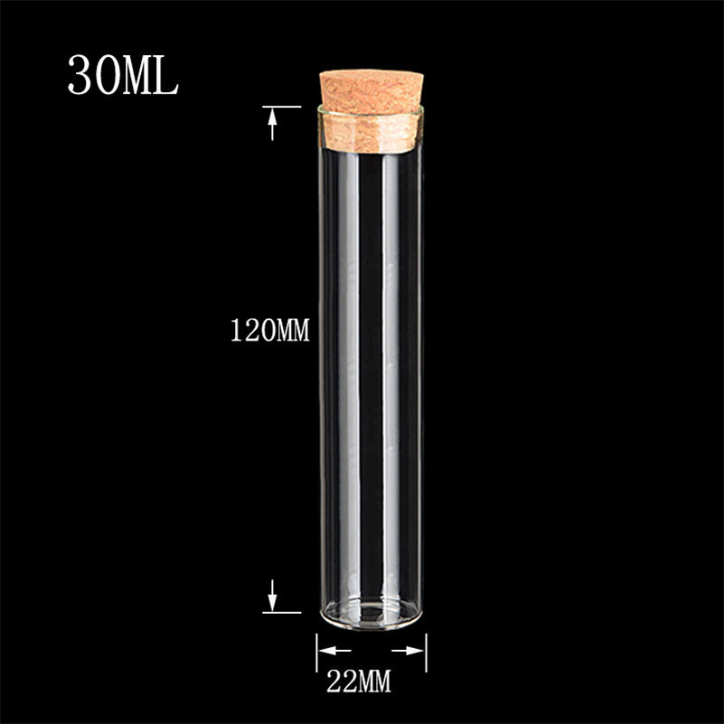 Storage Bottles Jars 22*120mm 30ml Transparent Clear Bottles With Cork Stopper Food Grade Glass Vials Jars Storage Bottles Test Tube Jars 230217