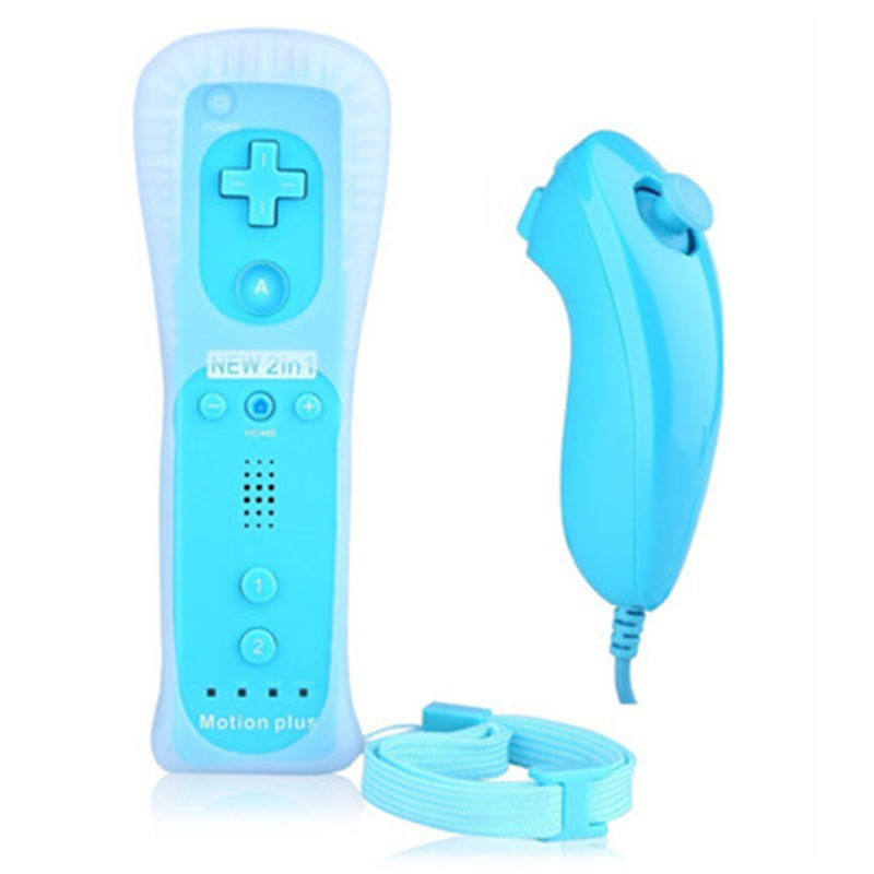 2-in-1 Wireless Remote Game Controllers Joystick Left and Right Control for Nintendo Wii Gamepad Silicone Case Motion Sensor