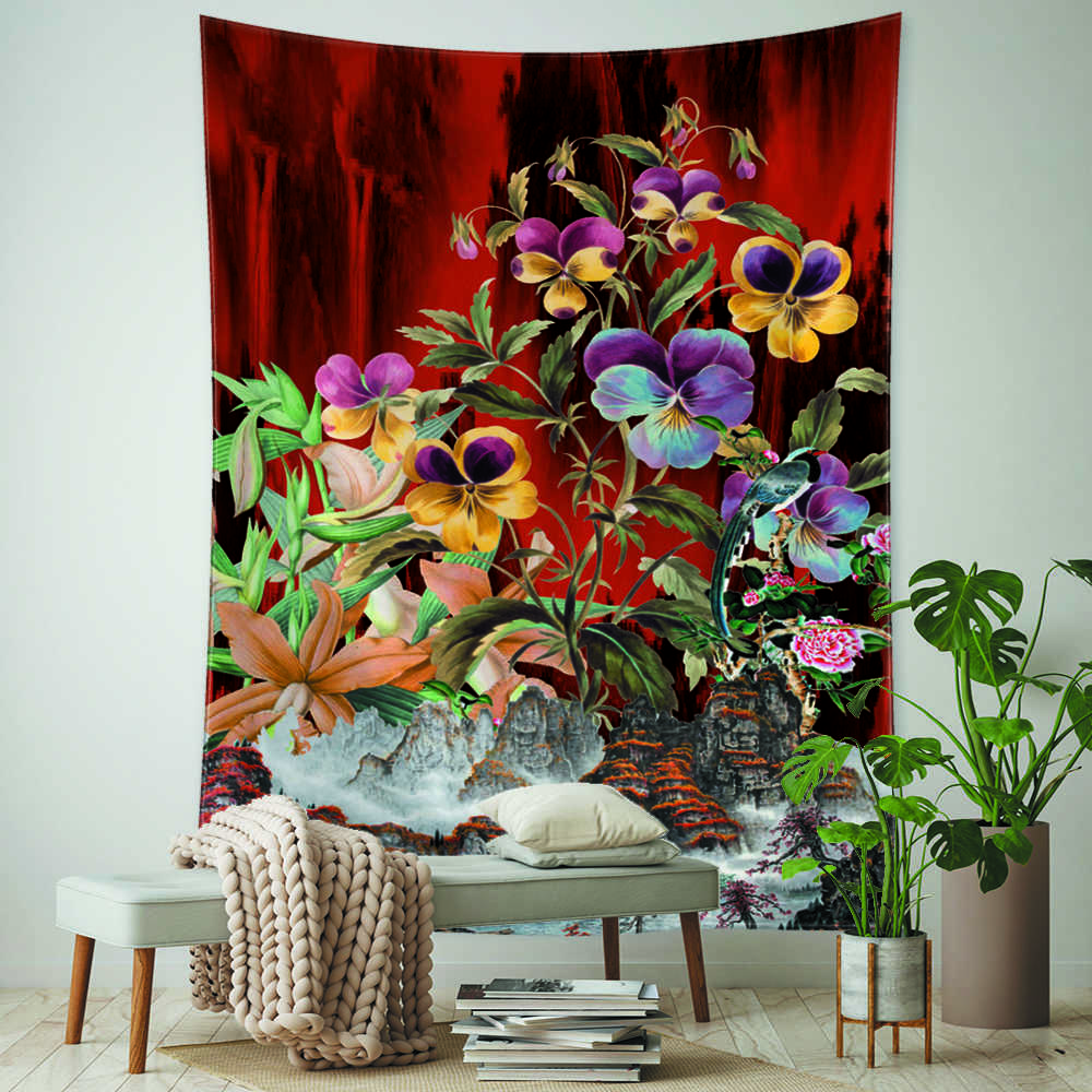 Tapisseries colorées fleur peinture à l'huile tapisserie tenture murale Ins Simple Style européen dortoir salon Mural décor