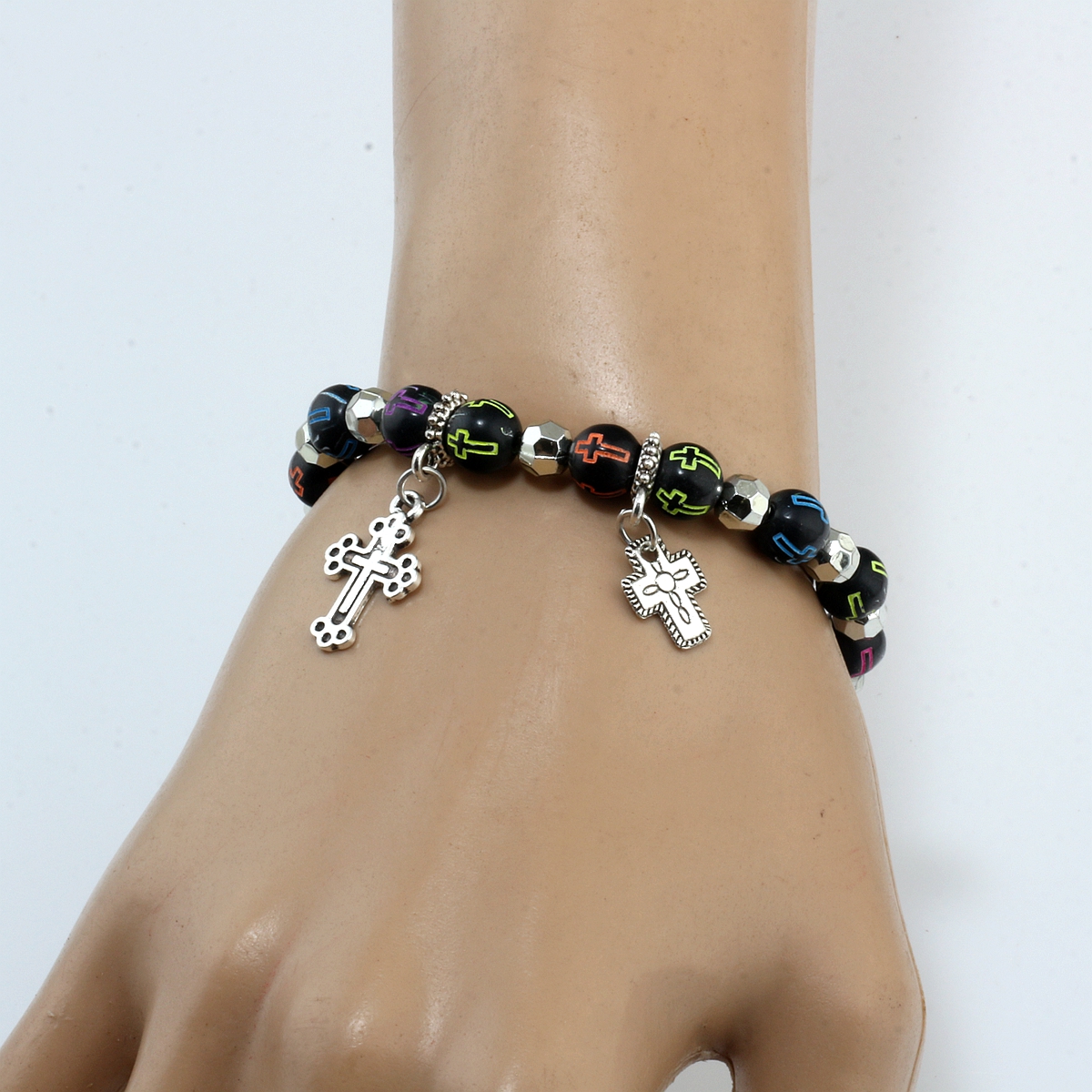 Fashion Cross Beaded Bracelet Handmade Prayer Bangles Pulsera Jewelry Gift For Friend