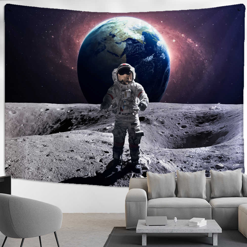 Tapisserier astronaut planet tapestry vägg hängande psykedeliskt universum hippie tapiz tarot konst sovsal vardagsrum hem dekor