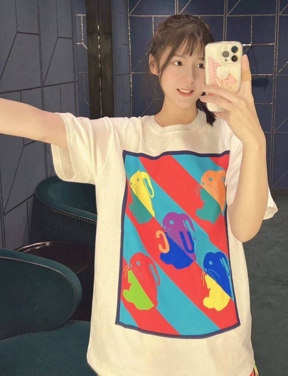 男性と女性のためのかわいいシャツ大きなプリントTシャツ