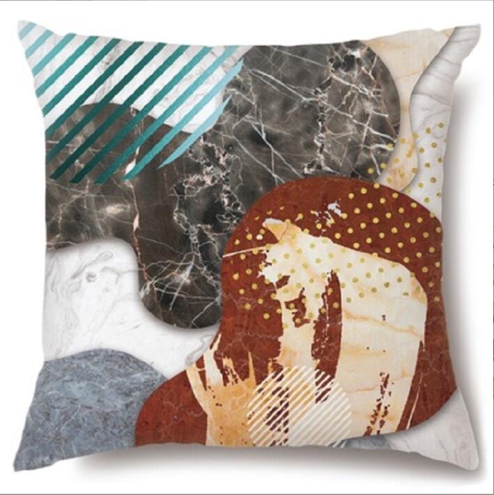 Taie d'oreiller nordique géométrique taie d'oreiller fourrure de pêche imprimé coussins cas chambre maison taie d'oreiller décorative canapé canapé housse de coussin fournitures de literie BC308