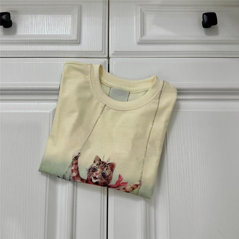 Barn designer kläder nyaste baby pojkar flickor t-shirt kort ärm toppar barn sommar bomullstecknad söt kattmönster t-shirts