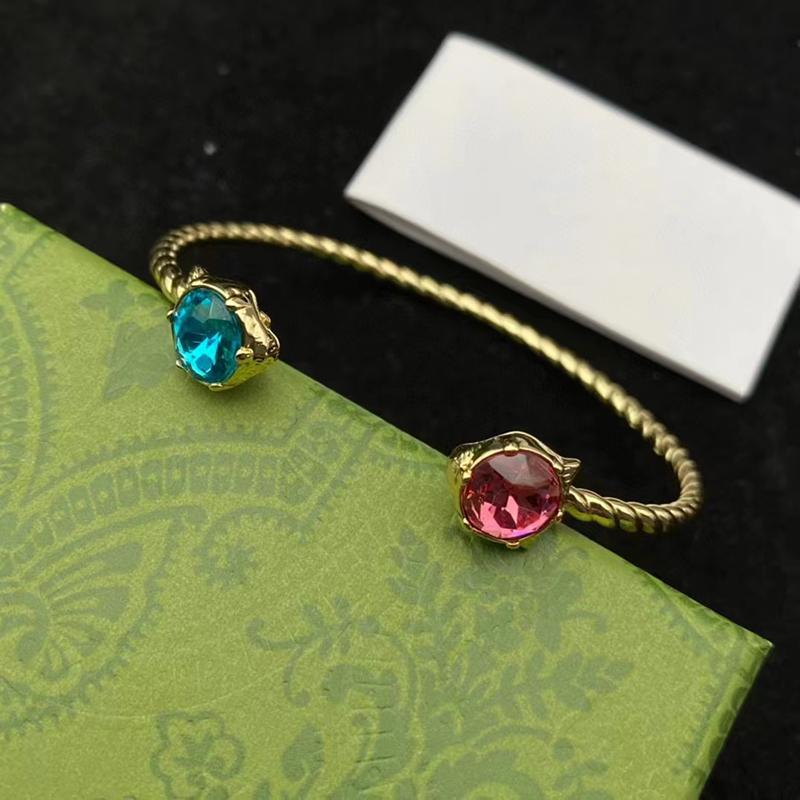 Бренд винтажный медный лев браслетов браслеты женский роскошный шарм сияющий розовый синий кристалл открытые браслеты браслеты для вечеринки подарки 243H