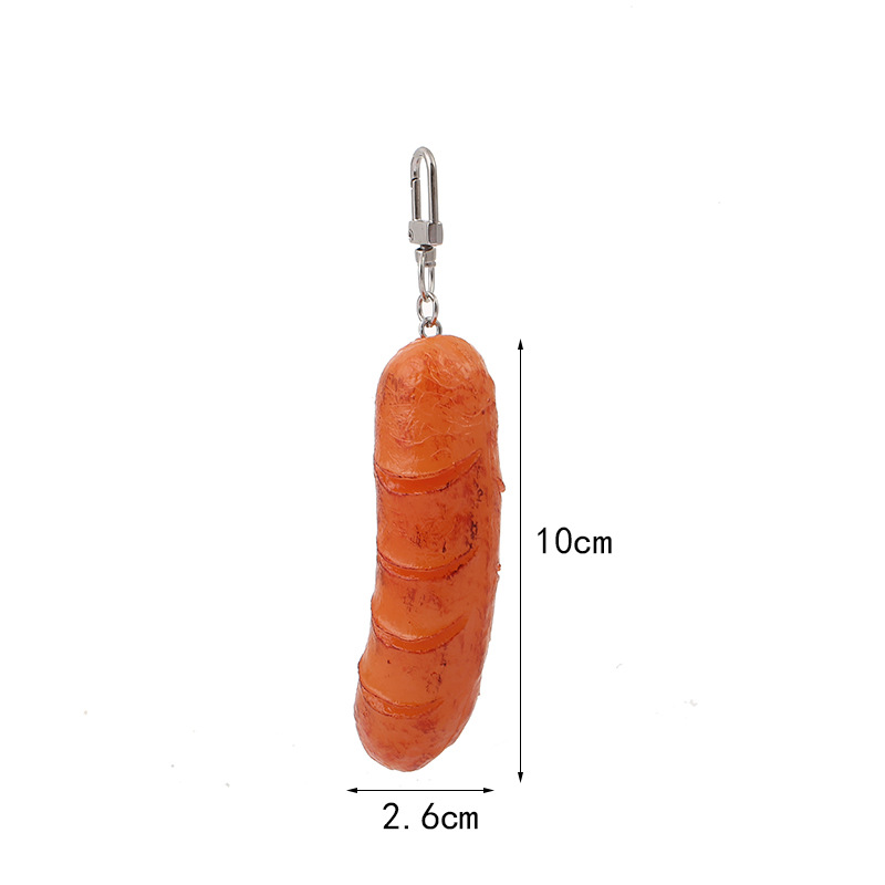 Simula￧￣o Criativa Simula￧￣o Creative tridimensional Salsicha grelhada Pingente de alimentos PVC PVC Hot Dog Keychains Acess￳rios