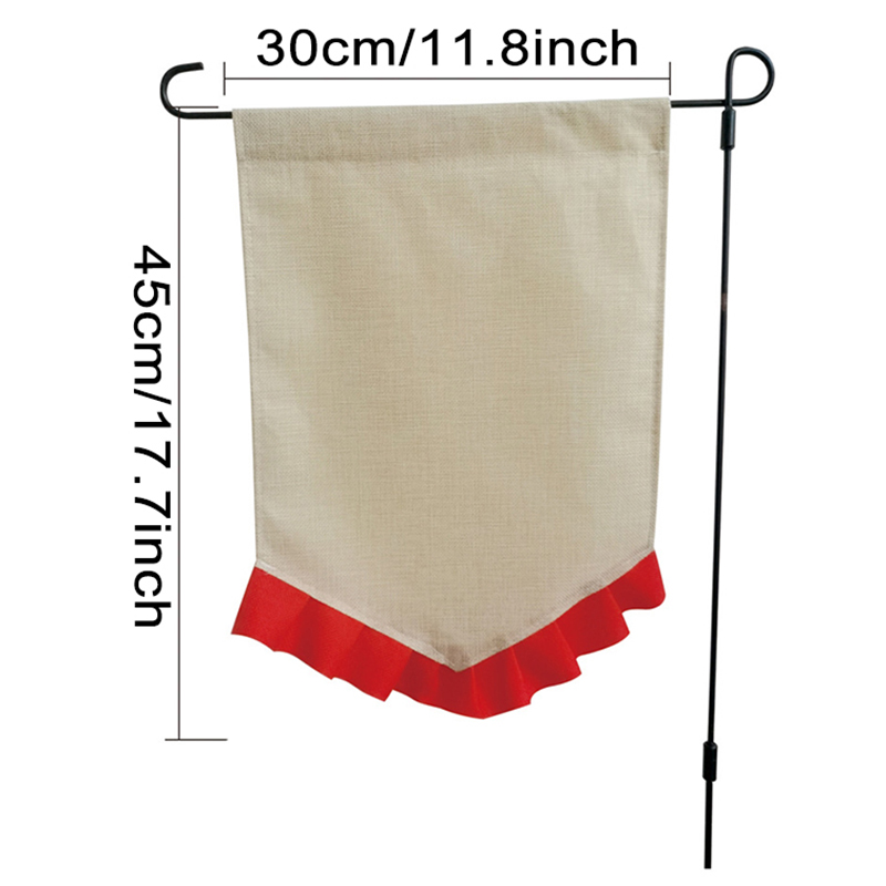 Blank DIY Sackleinen Garten Flagge 7 Farben Festival Weihnachten Hochzeit Dekor Banner Ostern Leinen Rüschen Garten Dekoration Flaggen Bandera De Jardin De Arpillera