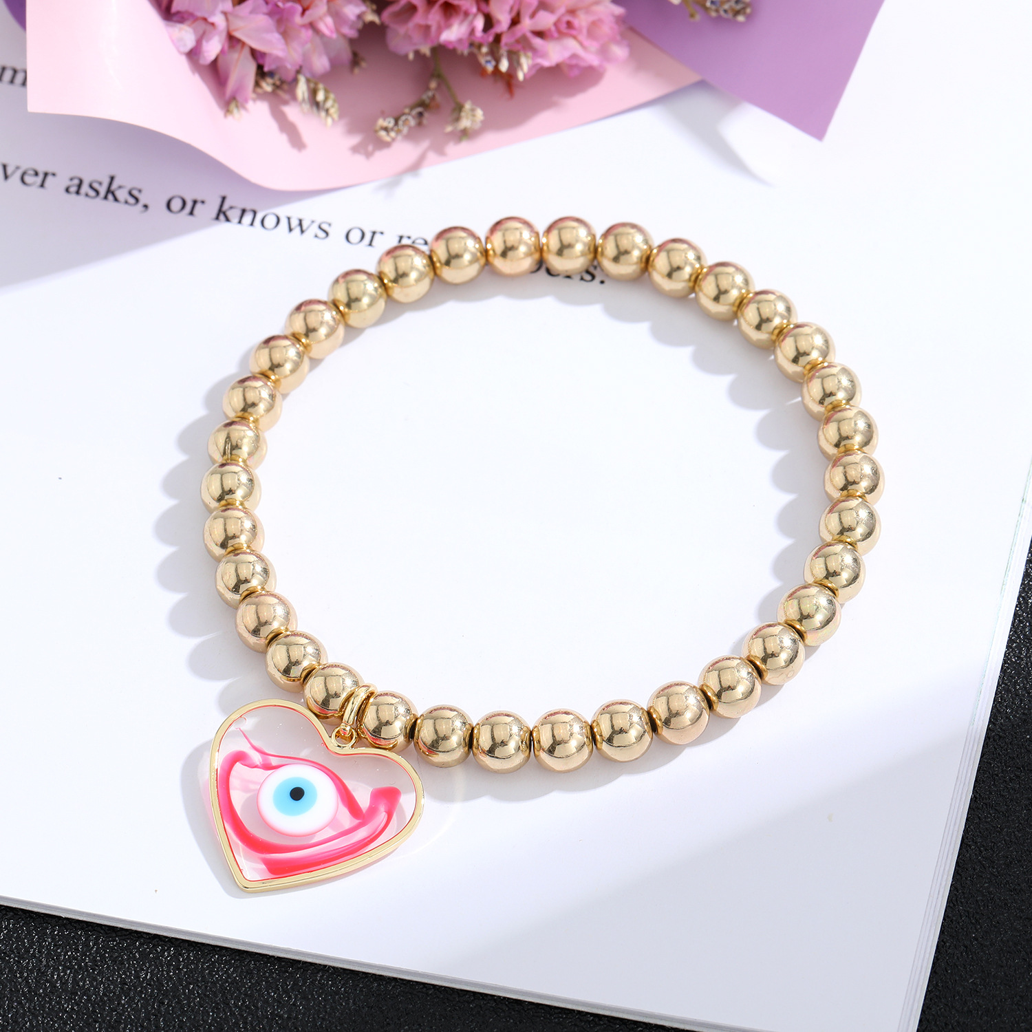 Turchia cuore blu occhio diabolico Charms Bracciale donna fatto a mano in oro placcato perline catena corda braccialetti fortunati ragazza regalo gioielli coppia