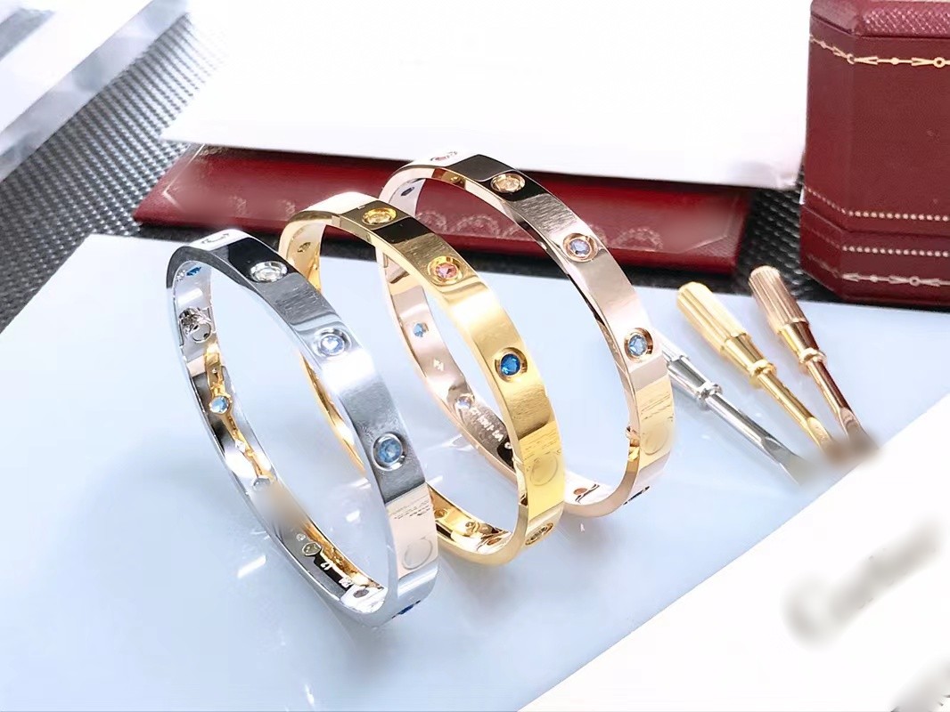 Amour designer bracelet titane acier vis diamant personnalisé manchette bracelet amoureux mode bracelet mariage bracelet Thanksgiving couple bracelet design cadeau