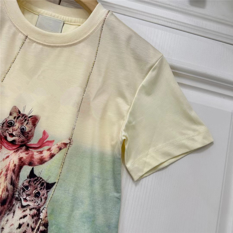 キッズデザイナー服最新ベビーボーイズガールズ Tシャツクラシックレター Pringting 半袖トップス子供夏の綿の漫画かわいい猫パターン Tシャツ