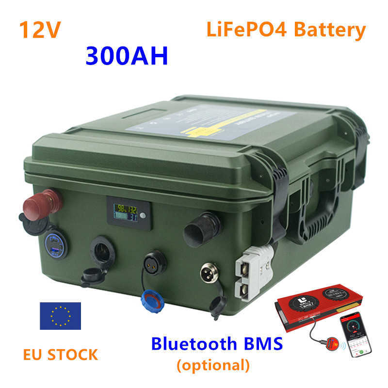 LifePO12V 300AH Bateria de bateria LIFEPO4 12V 300AH Bateria de íons de lítio de lítio Bateria de 12V LIFEPO4 Baterias para o sistema solar de barcos de RV de inversor