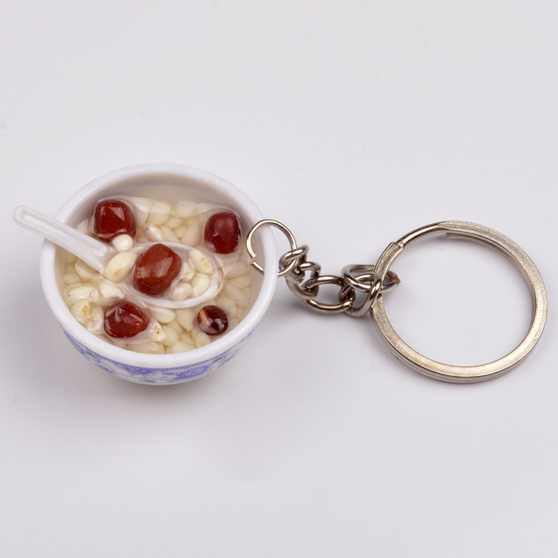 Creative Style chinois Mini Simulation porte-clés 3 cm bleu blanc porcelaine bol drôle nourriture porte-clés bijoux cadeau accessoires